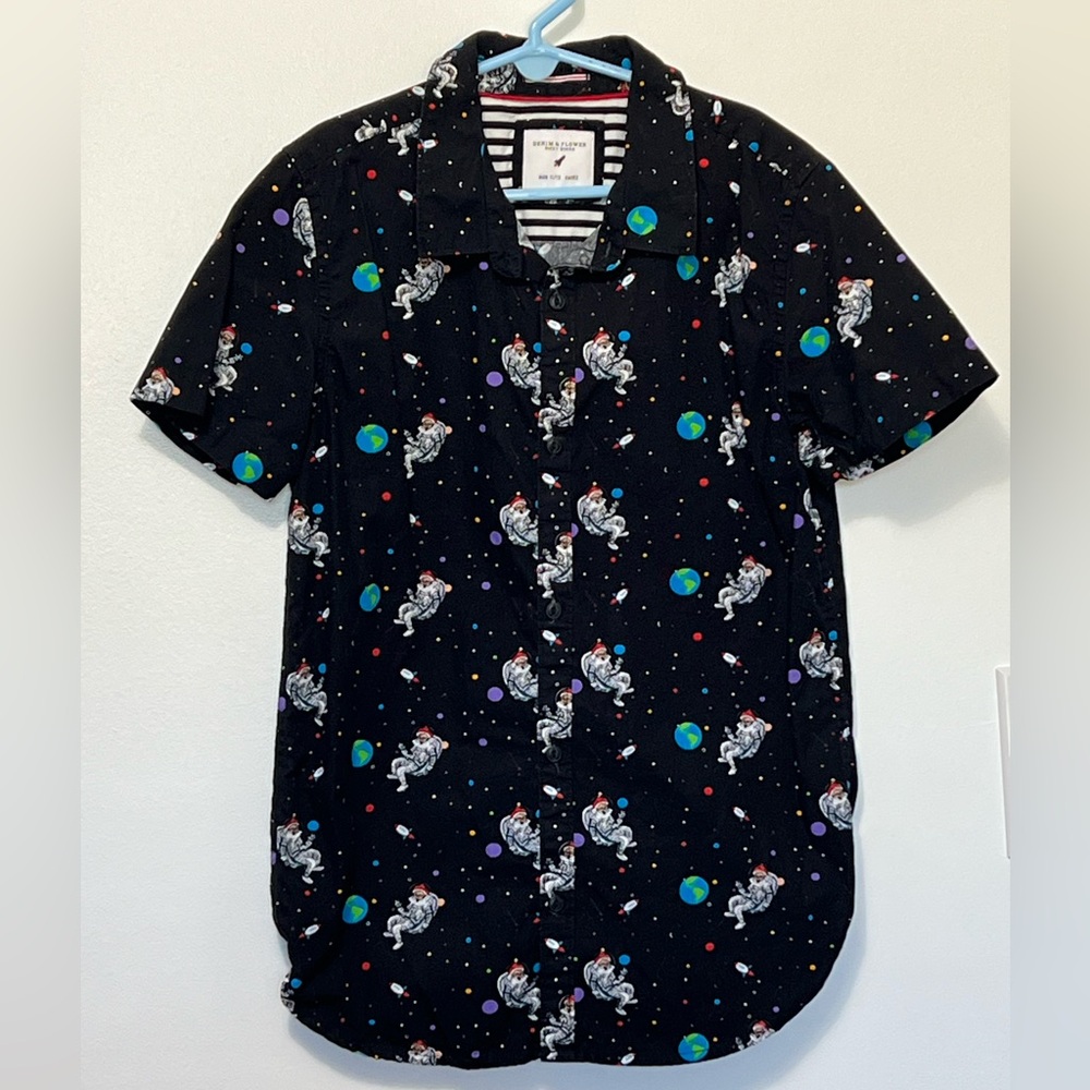 Boy’s short sleeve be button up shirt Christmas holiday size 11-12
